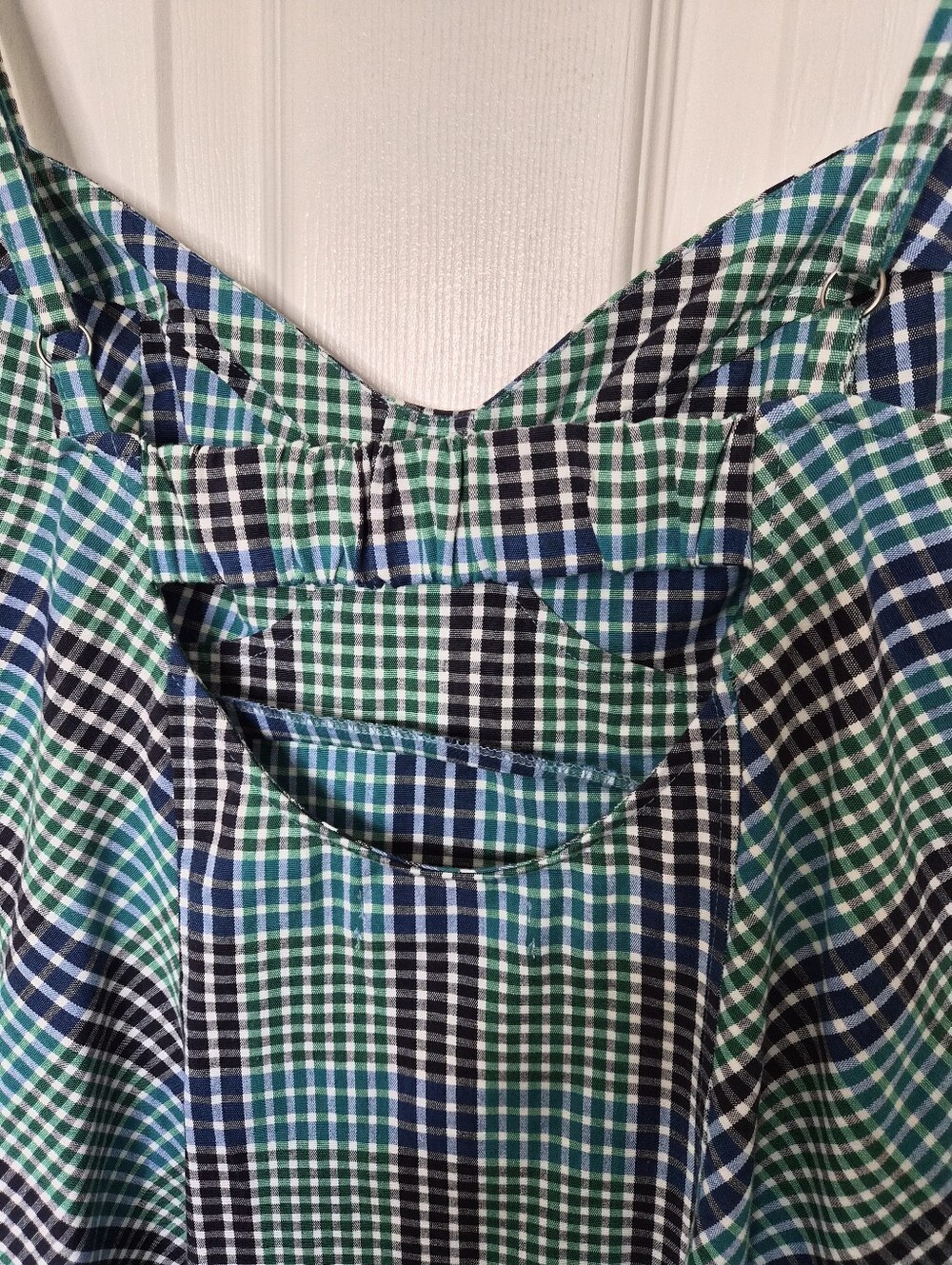 Urban Outfitters Plaid Mini Strappy Dress Green/Blue/Black Cotton Blend Size L - Picture 7 of 12